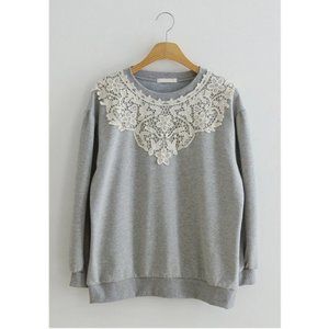 Brand New - Korean Fashion - Patterned Sweatshirt